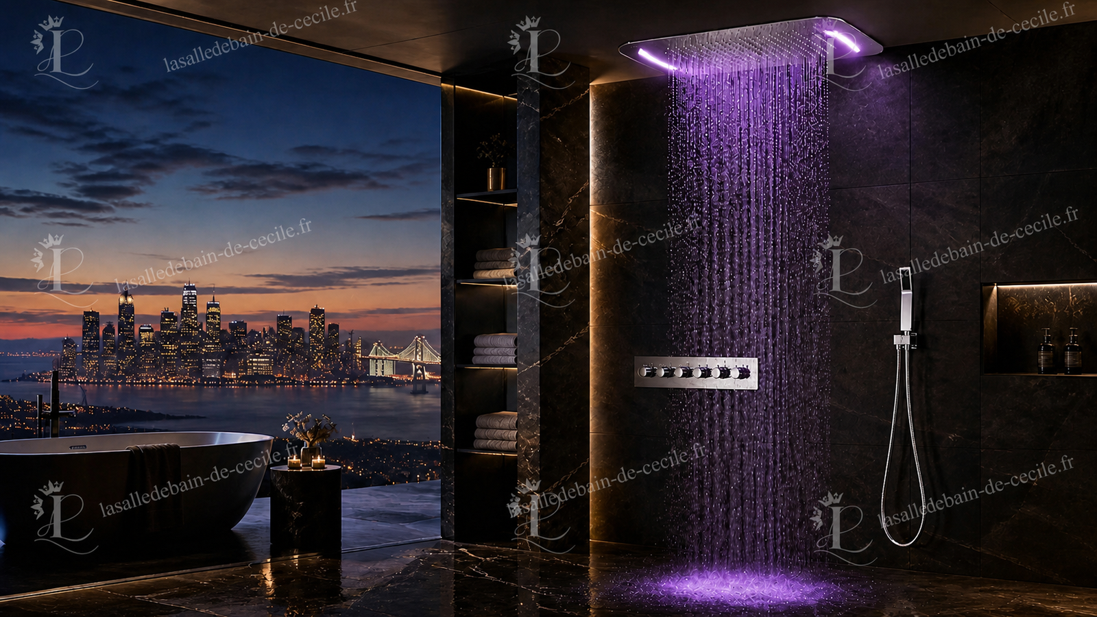 Ciel de pluie thermostatique LED chrome Vienne
